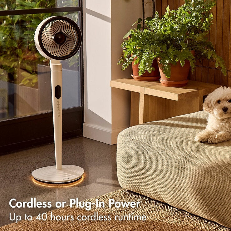 AirCraft AirLUME Cordless Air Circulator Fan with Dimmable Lighting Stone White