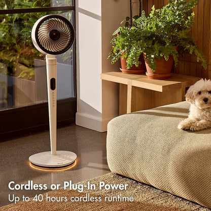 AirCraft AirLUME Cordless Air Circulator Fan with Dimmable Lighting Stone White