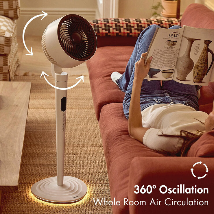 AirCraft AirLUME Cordless Air Circulator Fan with Dimmable Lighting Stone White