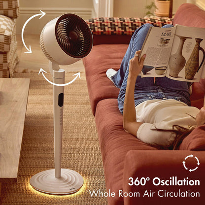 AirCraft AirLUME Cordless Air Circulator Fan with Dimmable Lighting Stone White