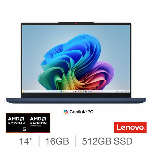 Lenovo IdeaPad 5 14 Inch 2-in-1 Copilot+ Laptop, AMD Ryzen 5 AI, 16GB, 512GB