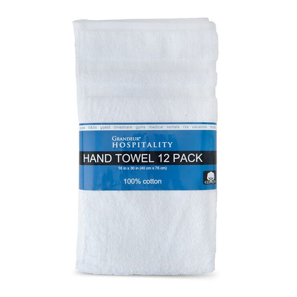 Grandeur 100% Cotton Hospitality Hand Towels, Pack of 12