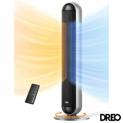DREO 2-in-1 Smart Tower Cooling Fan & Heater in Grey DR-HSH016S
