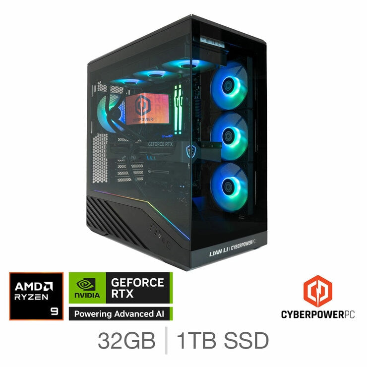 CyberPower Gaming Desktop PC, AMD Ryzen 9, 32GB RAM, 1TB SSD, NVIDIA GF RTX 5090