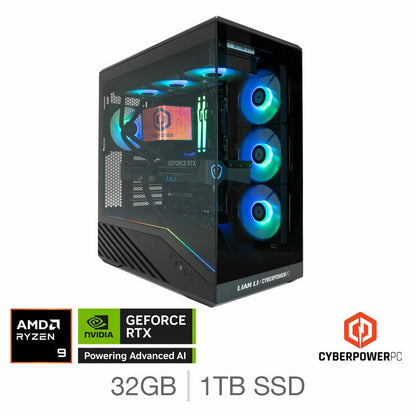 CyberPower Gaming Desktop PC, AMD Ryzen 9, 32GB RAM, 1TB SSD, NVIDIA GF RTX 5090