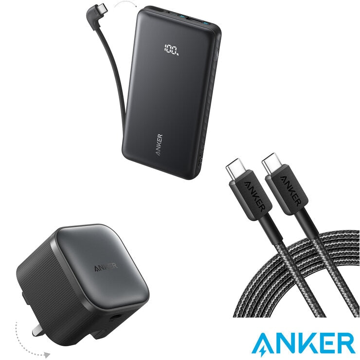Anker Nano 45W Foldable USBC Charger, Zolo 10000mAh Power Bank & 0.9m USBC Cable