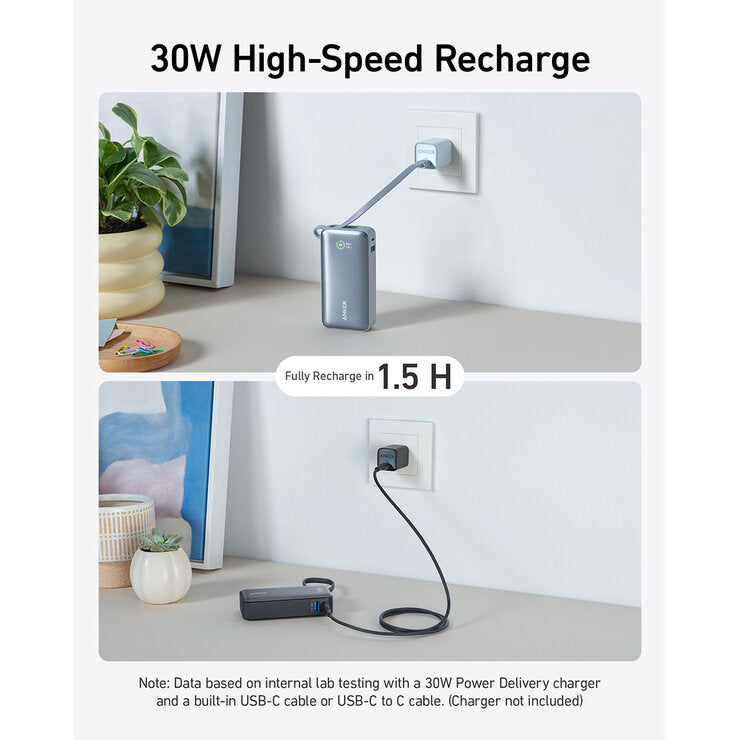 Anker Nano 10k Power Bank with Built-in USB-C Cable 2-Pack