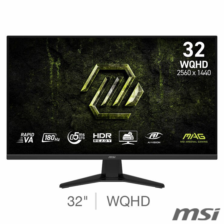 MSI 325QF MAG E18V 32 inch WQHD 180Hz VA Gaming Monitor, 9S6-3DE11M-003