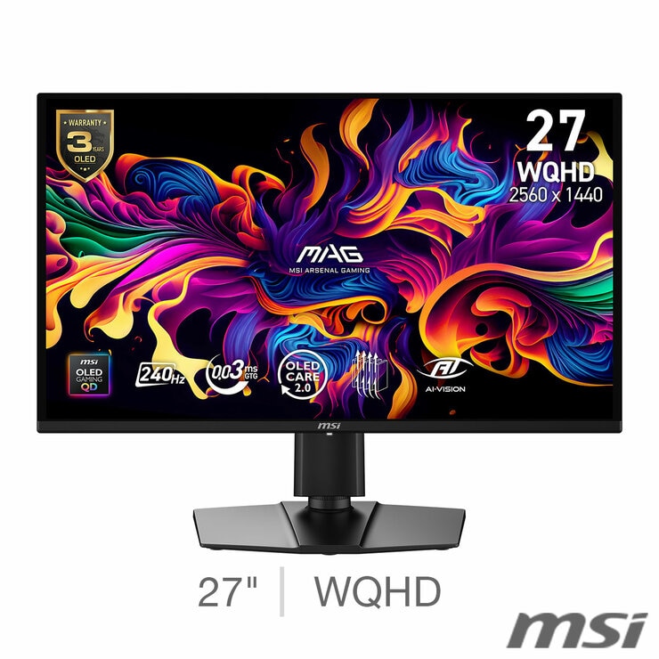 MSI MAG X24 274QP 27 inch WQHD 240Hz QD-OLED Gaming Monitor, 9S6-3CFA9T-003
