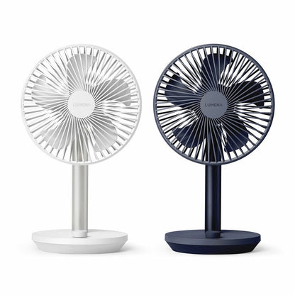 LUMENA Rechargeable Wireless Desktop Fan Stand 4, Pack of 2 Fans in Navy & White
