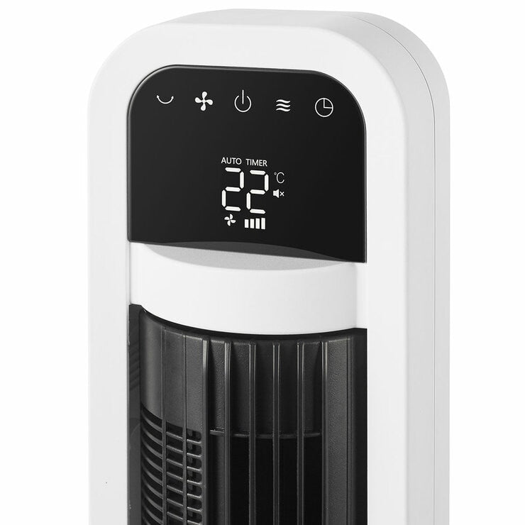 OmniBreeze Tower Fan with Internal Oscillation & Remote Control in White