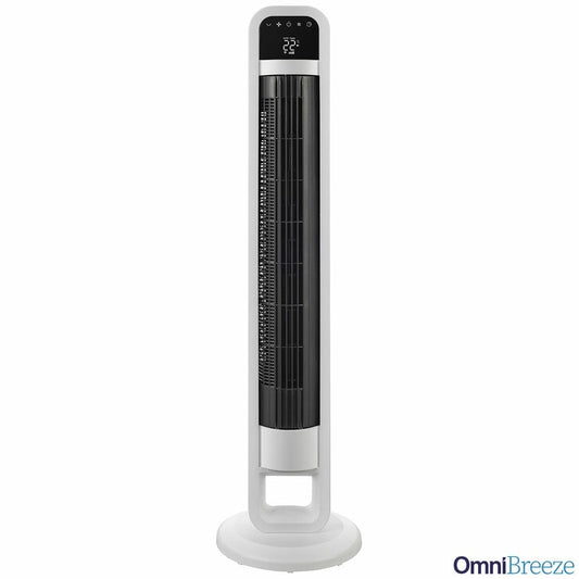 OmniBreeze Tower Fan with Internal Oscillation & Remote Control in White