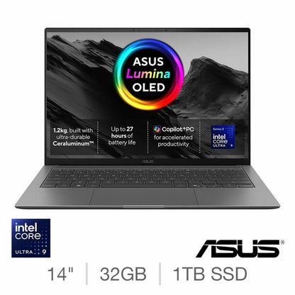 ASUS Zenbook S UX5406AA-SU033W 14 Inch OLED Laptop, Core Ultra 9, 32GB, 1TB