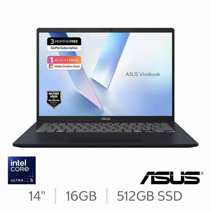 ASUS Vivobook 14 Laptop, 14 Inch, Intel Core Ultra 5, 16GB RAM, 512GB SSD