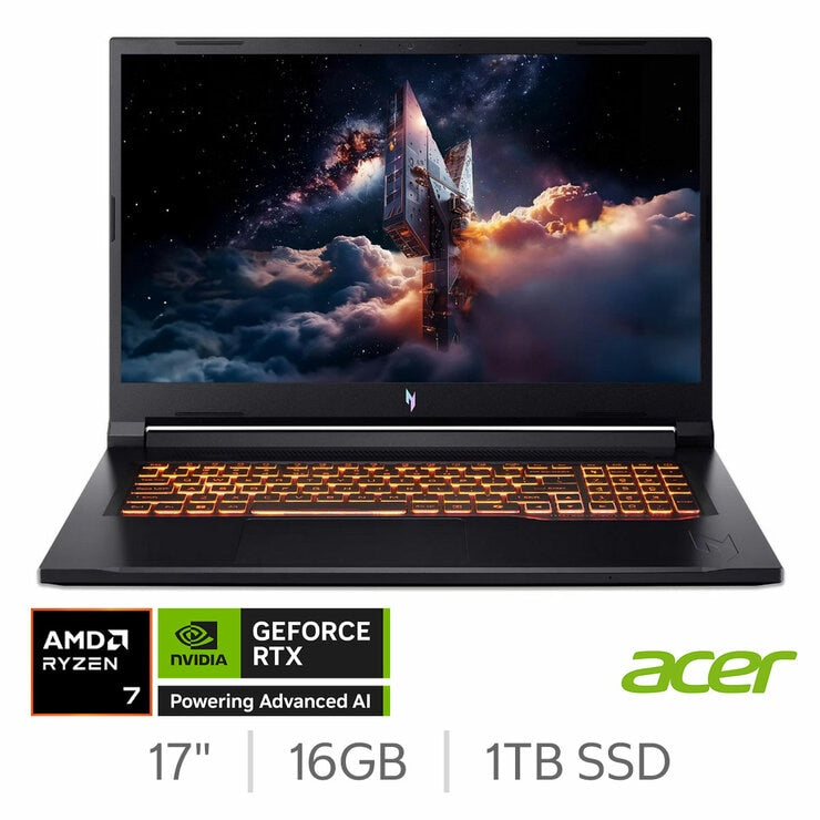 Acer Nitro V17 Gaming Laptop - 17.3 Inch AMD Ryzen 7 16GB RAM 1TB SSD RTX5060
