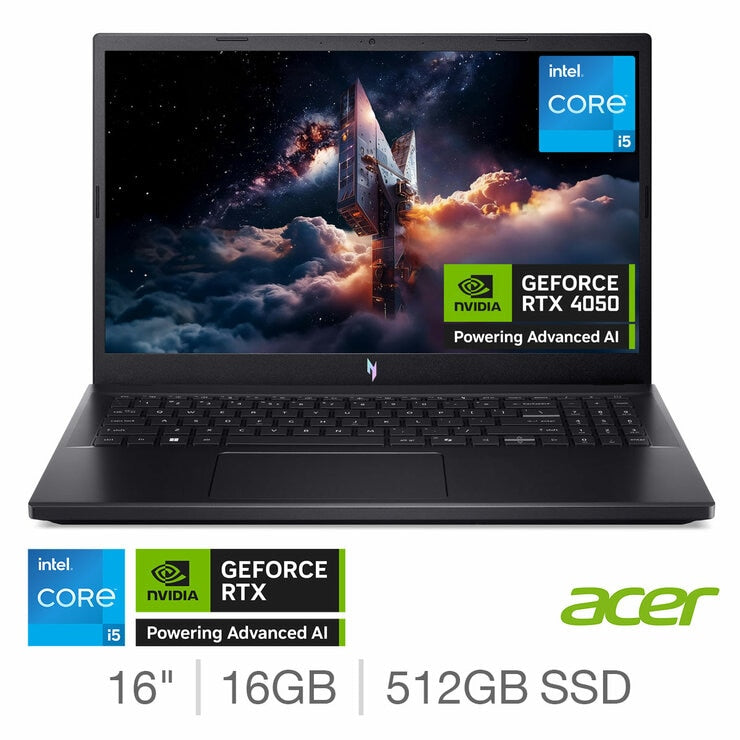 Acer Nitro V15 Gaming Laptop, 15.6 Inch Intel Core i5 16GB RAM 512GB SSD RTX4050