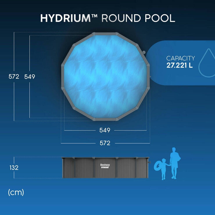 Bestway Hydrium 18ft (5.4m) Round Steel Wall Above Ground Pool Set