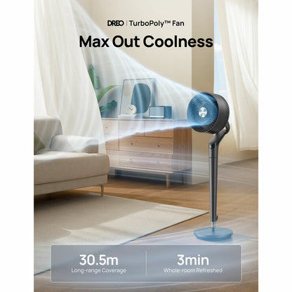 DREO TurboPoly 350S Smart Pedestal Fan with 3D Oscillation