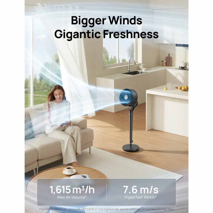 DREO TurboPoly 350S Smart Pedestal Fan with 3D Oscillation