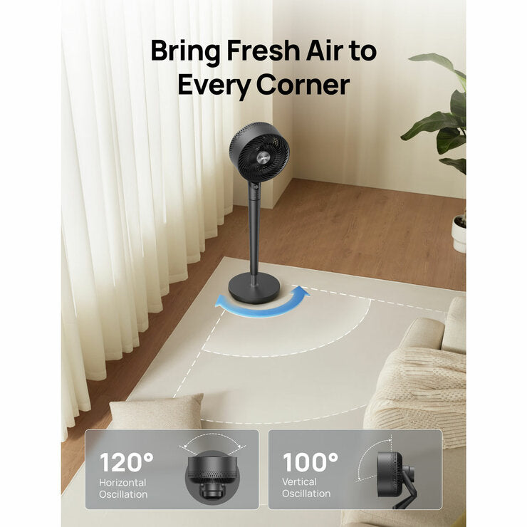 DREO TurboPoly 350S Smart Pedestal Fan with 3D Oscillation