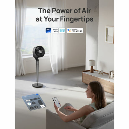 DREO TurboPoly 350S Smart Pedestal Fan with 3D Oscillation