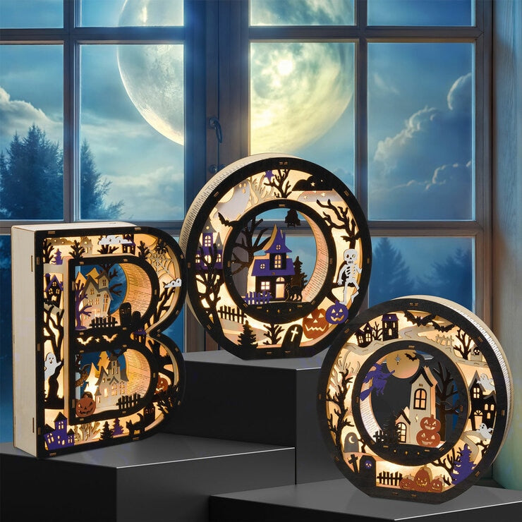 Light Up Wooden BOO Letters - Set of 3