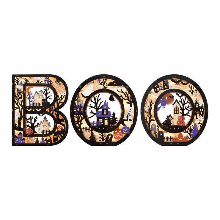 Light Up Wooden BOO Letters - Set of 3