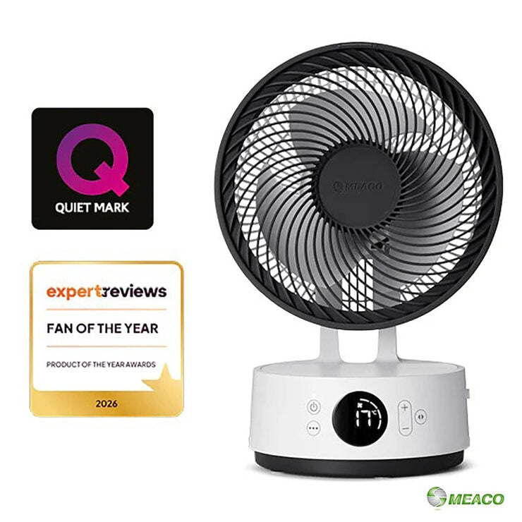 Meaco Sefte 8 Inch Rechargeable Battery Air Circulator Cooling Fan in White