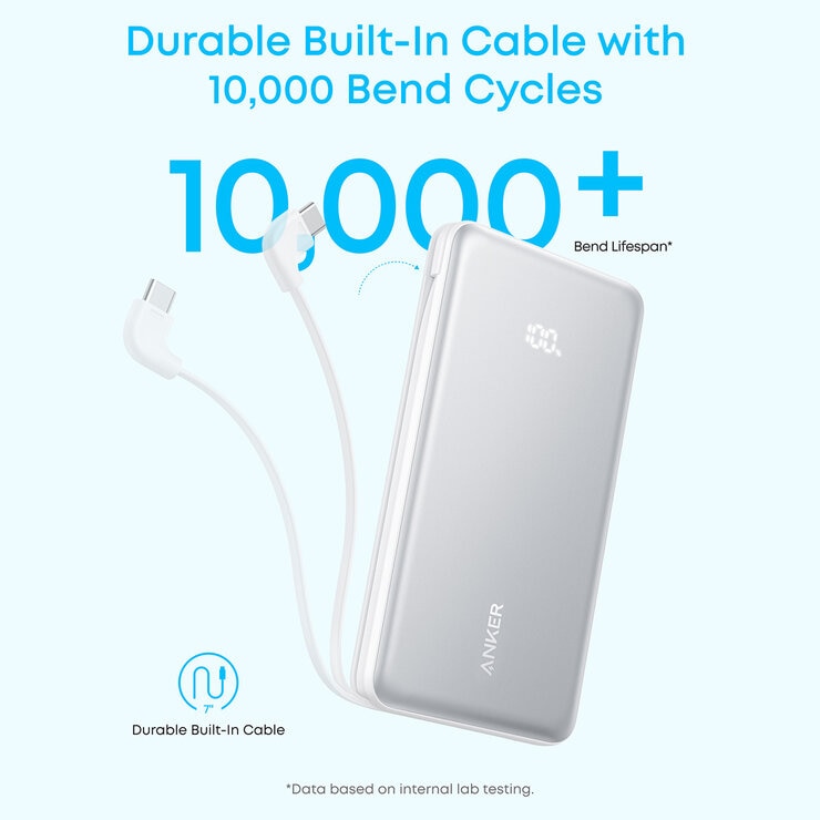 Anker Zolo 10,000mAh Power Bank with Built-in USB-C Cable 2-Pack