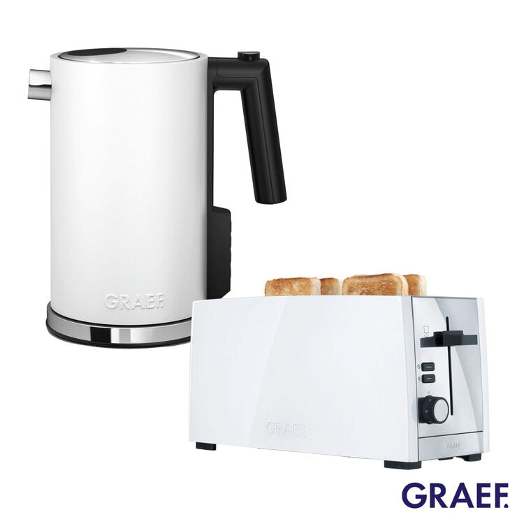 Graef 1.2L Kettle & 4 Slice Toaster Bundle in White