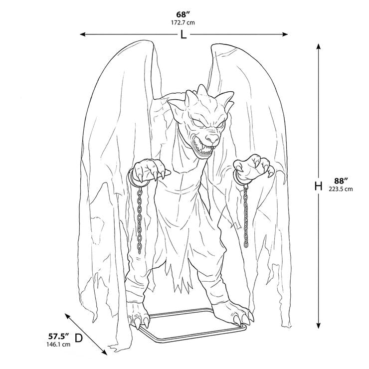 Halloween 7.5ft (2.3m) Animated Gargoyle With Lights & Sounds