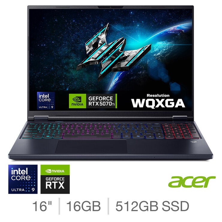 Acer Helios 16 Inch Gaming Laptop, Ultra 9, 16GB RAM, 512GB SSD, RTX 5070 Ti