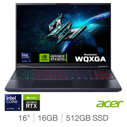 Acer Helios 16 Inch Gaming Laptop, Ultra 9, 16GB RAM, 512GB SSD, RTX 5070 Ti
