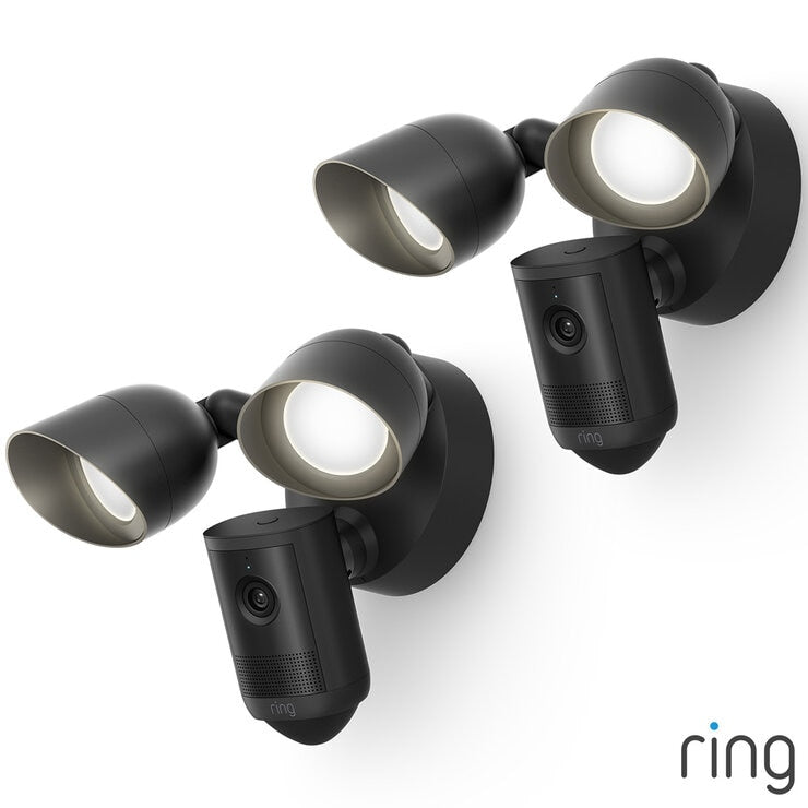 Ring Retinal 2K Floodlight Security Camera (2nd Gen) Wired in Black, Pack of 2