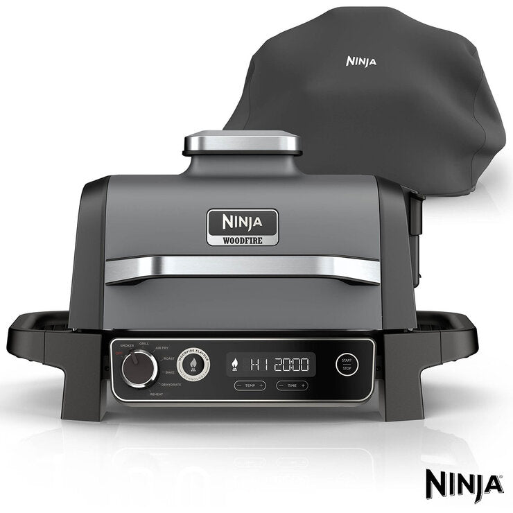 Ninja OG703UK Woodfire Electric BBQ Grill & Smoker in Grey