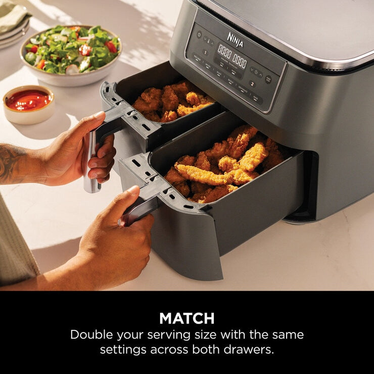 Ninja DZ300UK 6-in-1 Dual Zone Air Fryer in Gun Metal Grey