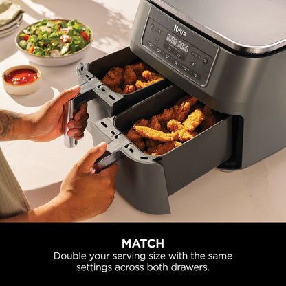 Ninja DZ300UK 6-in-1 Dual Zone Air Fryer in Gun Metal Grey