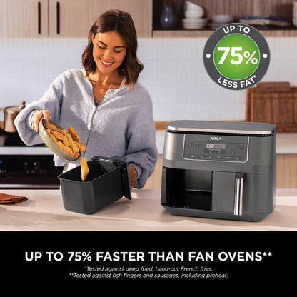 Ninja DZ300UK 6-in-1 Dual Zone Air Fryer in Gun Metal Grey