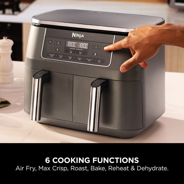 Ninja DZ300UK 6-in-1 Dual Zone Air Fryer in Gun Metal Grey