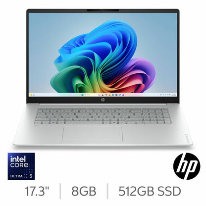 HP Omnibook 3 17.3 Inch Laptop, Intel Core Ultra 5, 8GB RAM, 512GB SSD