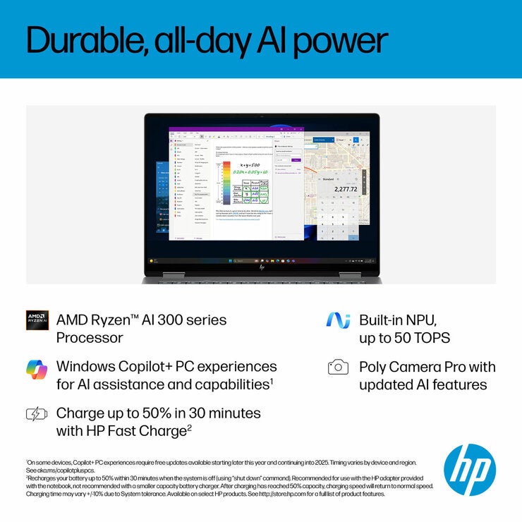 HP Omnibook X Flip 14 Inch 2-in-1 OLED Laptop, AMD Ryzen AI 7, 16GB RAM, 1TB SSD