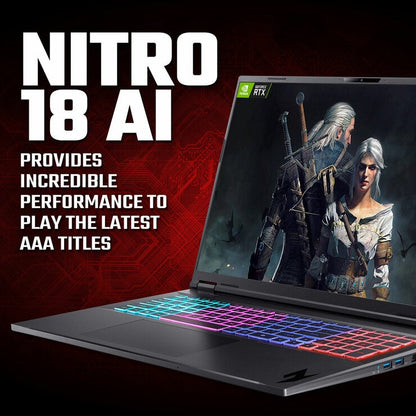 Acer Nitro 18 AI 18 Inch Gaming Laptop, AMD Ryzen AI 7, 16GB, 1TB, RTX 5070 Ti
