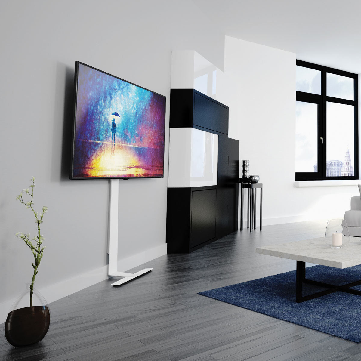 AVF Kelso Against the Wall TV Stand for TVs up to 80 Inch in White