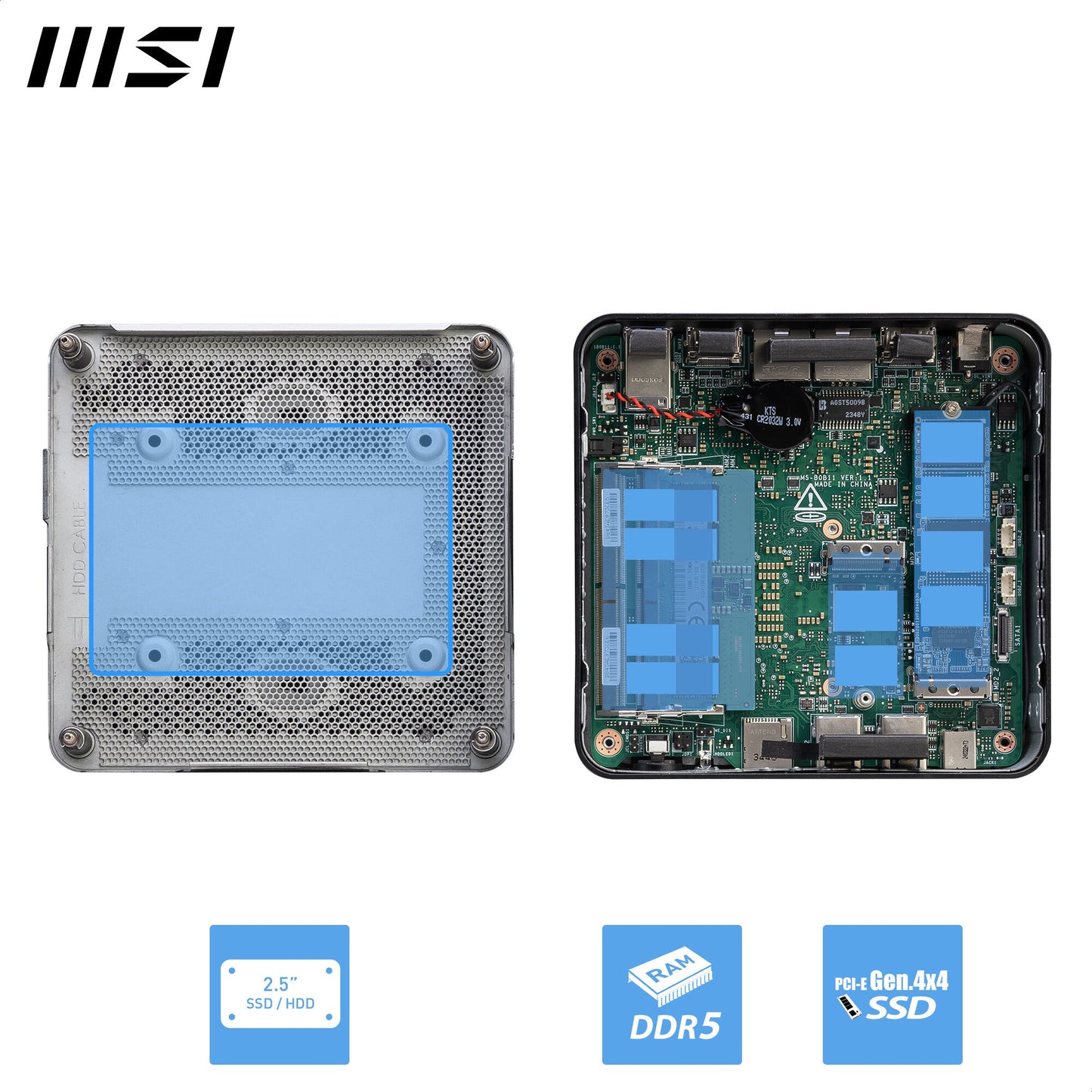 MSI Cubi NUC 1M Barebone - Intel Core 5 14th Gen, Intel Graphics, DDR5, WiFi 6E