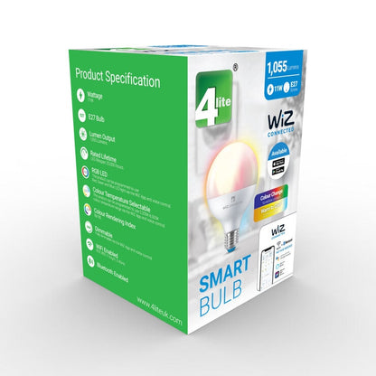 4lite WiZ Connected LED G95 E27 Colour Tuneable Smart Bulb, Pack of 2