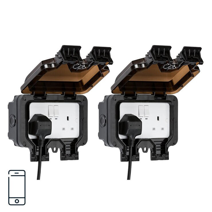 Knightsbridge Smart Outdoor Socket, Pack of 2