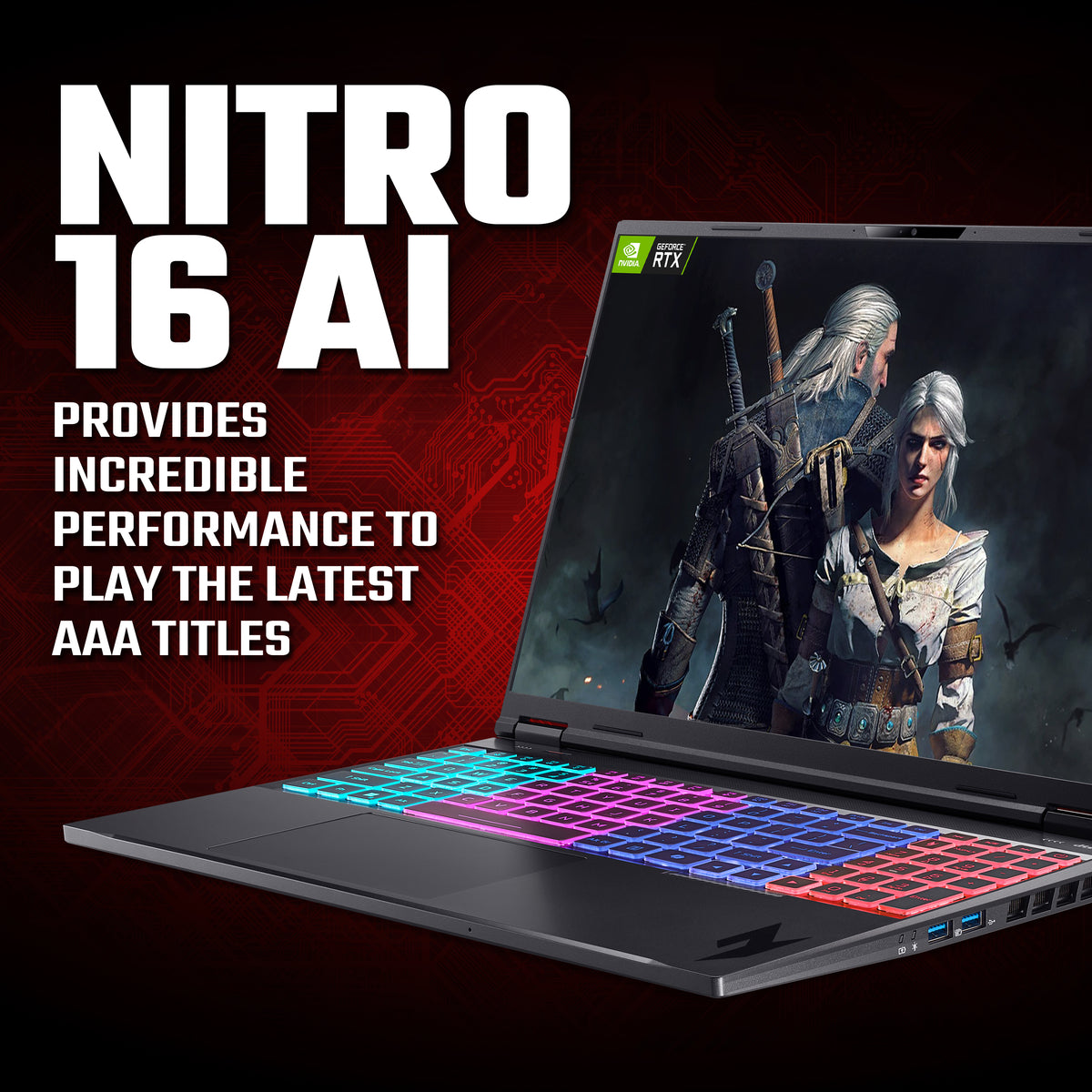 Acer Nitro 16 AI Gaming Laptop AMD Ryzen AI 7 16 Inch 16GB 1TB GEFORCE RTX5070Ti