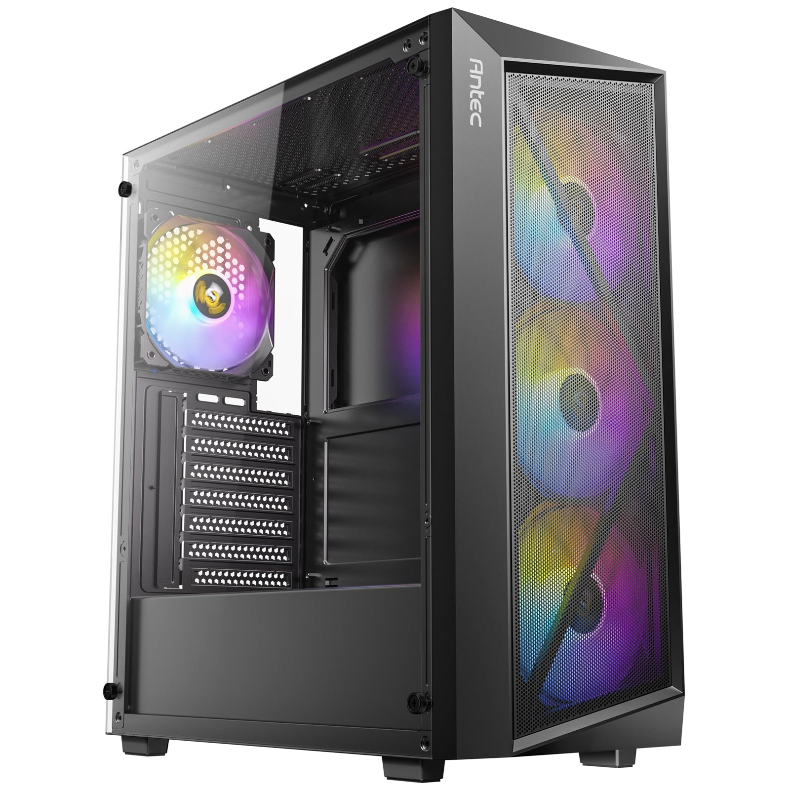 Antec AX67 ARGB Mid-Tower Gaming PC Case, Full Mesh Front, Tempered Glass, 4 x 120mm ARGB Fans, ATX/Micro-ATX/ITX Compatible