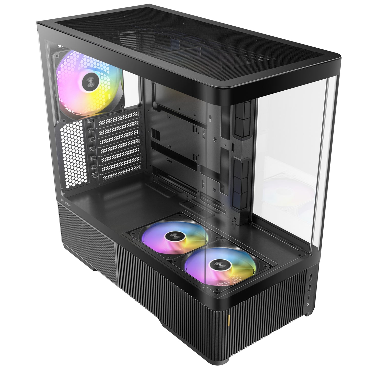 ANTEC Constellation C6 AirAntec Mid-Tower Gaming PC Case - 2 x 120mm PWN Reverse fans, 1 x 140 PWN fan at rear, Curved Glass Desgin with 3-sided Tempered Glas, ATX/Micro-ATX/ITX - White