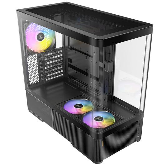 ANTEC Constellation C6 AirAntec Mid-Tower Gaming PC Case - 2 x 120mm PWN Reverse fans, 1 x 140 PWN fan at rear, Curved Glass Desgin with 3-sided Tempered Glas, ATX/Micro-ATX/ITX - White